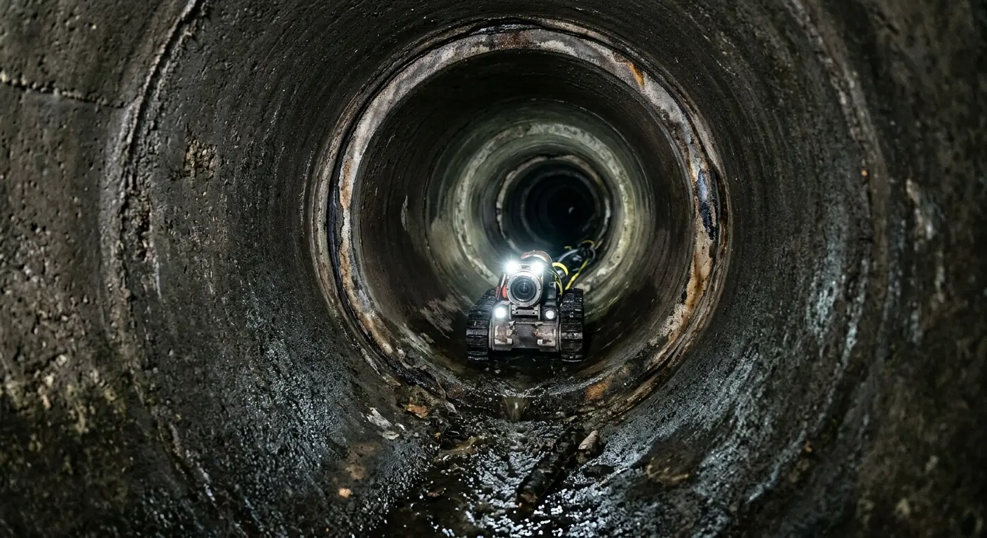 Robotic sewer camera inspecting pipe interior for Sewer Line Repair in Holbrook